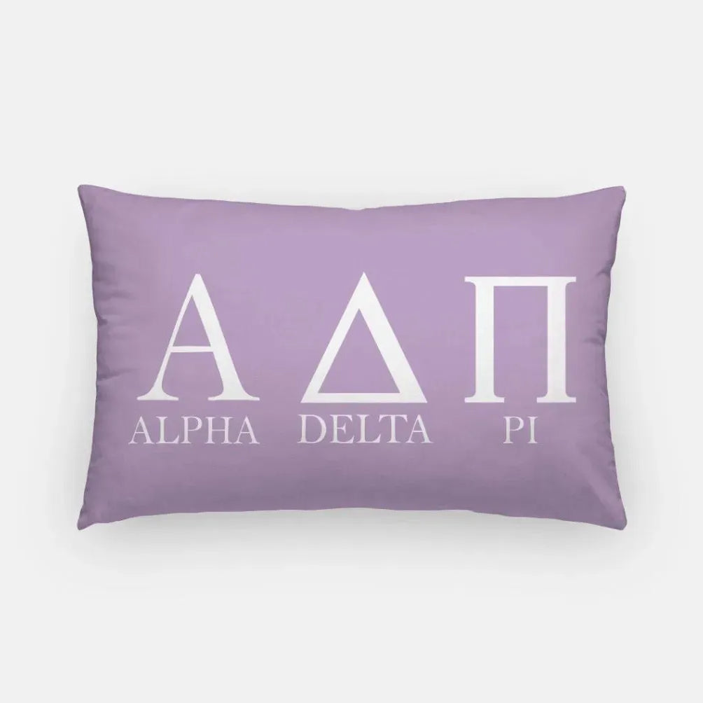 Alpha Delta Pi Lumbar Pillow Cover - Greek Letters Violet Pillow Covers