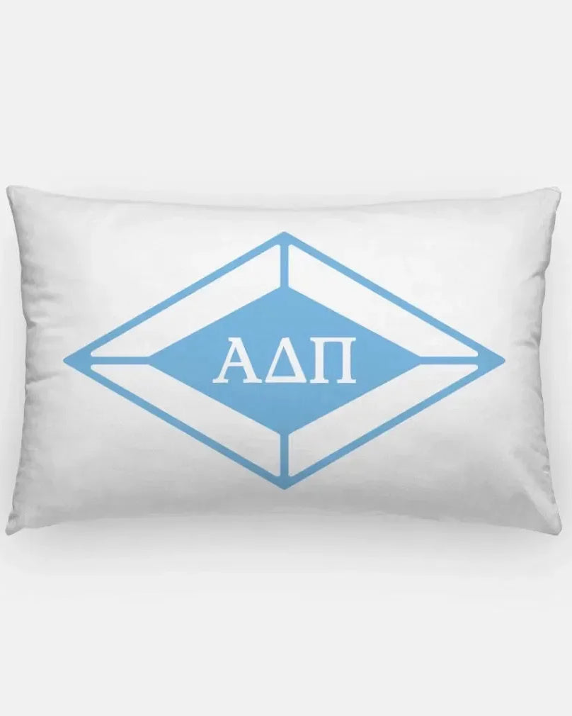 Alpha Delta Pi Lumbar Pillow Cover - Traditional Diamond White Adelphean Blue Pillow Covers
