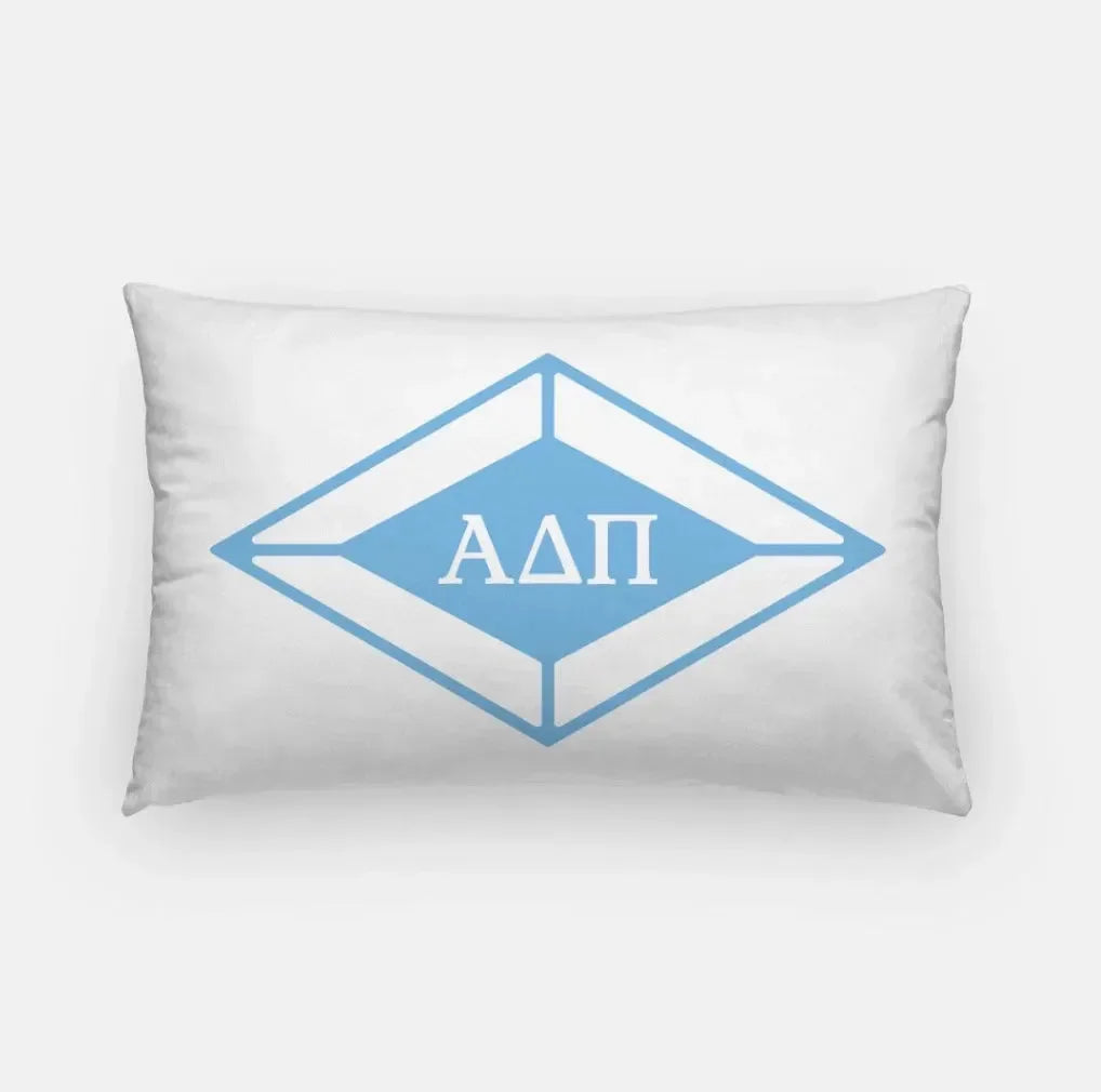 Alpha Delta Pi Lumbar Pillow Cover - Traditional Diamond White Adelphean Blue Pillow Covers
