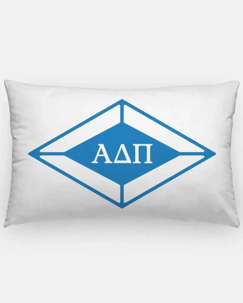 Alpha Delta Pi Lumbar Pillow Cover - Traditional Diamond White Azure Pillow Covers