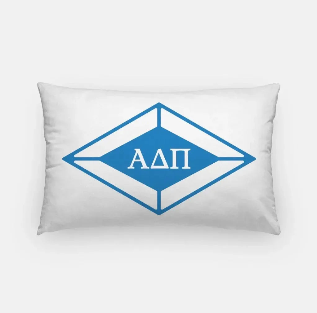 Alpha Delta Pi Lumbar Pillow Cover - Traditional Diamond White Azure Pillow Covers
