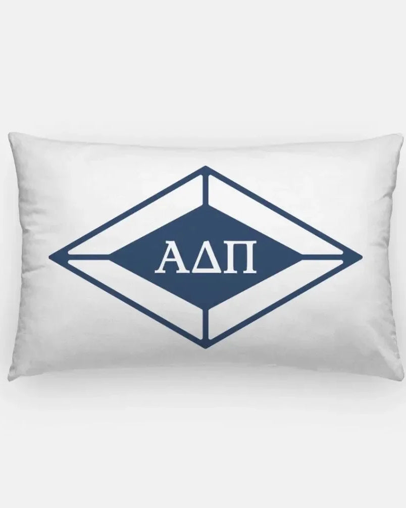 Alpha Delta Pi Lumbar Pillow Cover - Traditional Diamond White Midnight Pillow Covers