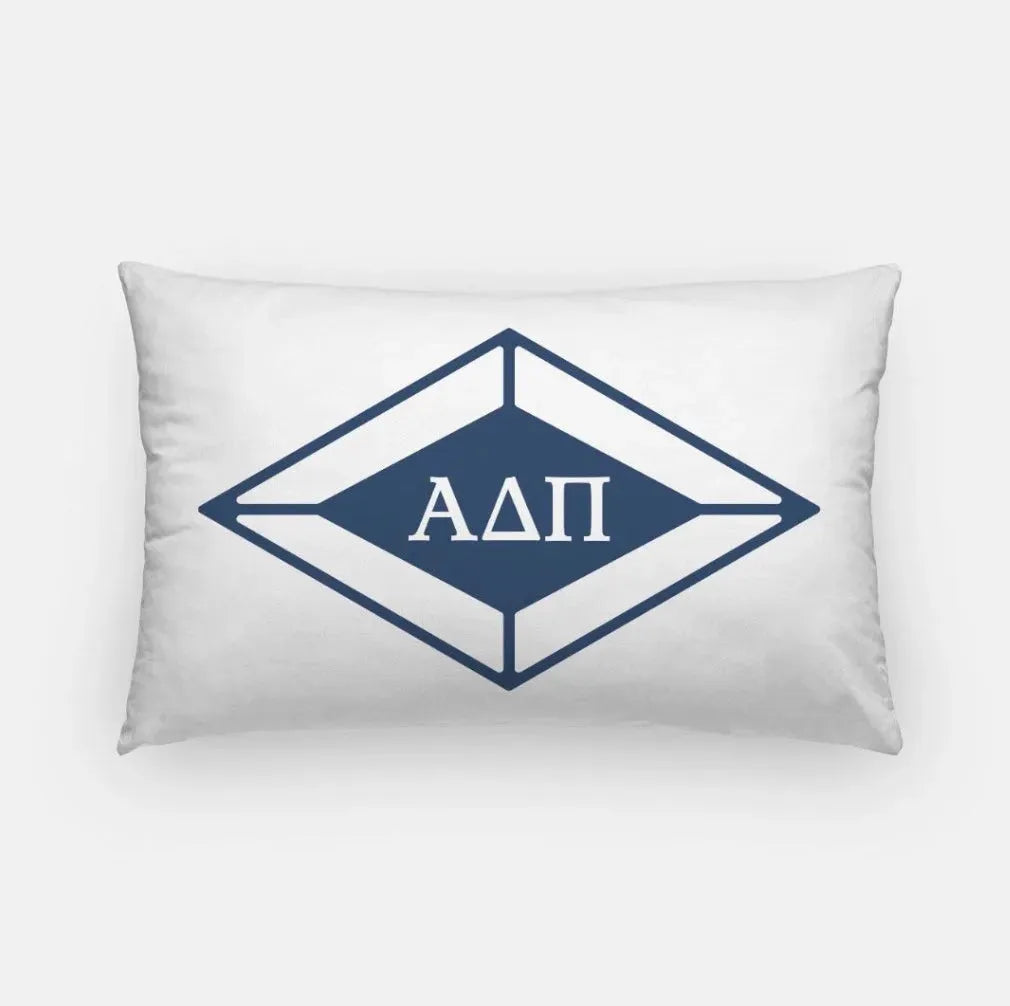 Alpha Delta Pi Lumbar Pillow Cover - Traditional Diamond White Midnight Pillow Covers