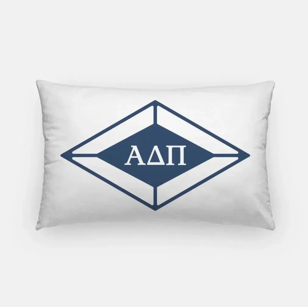 Alpha Delta Pi Lumbar Pillow Cover - Traditional Diamond White Midnight Pillow Covers