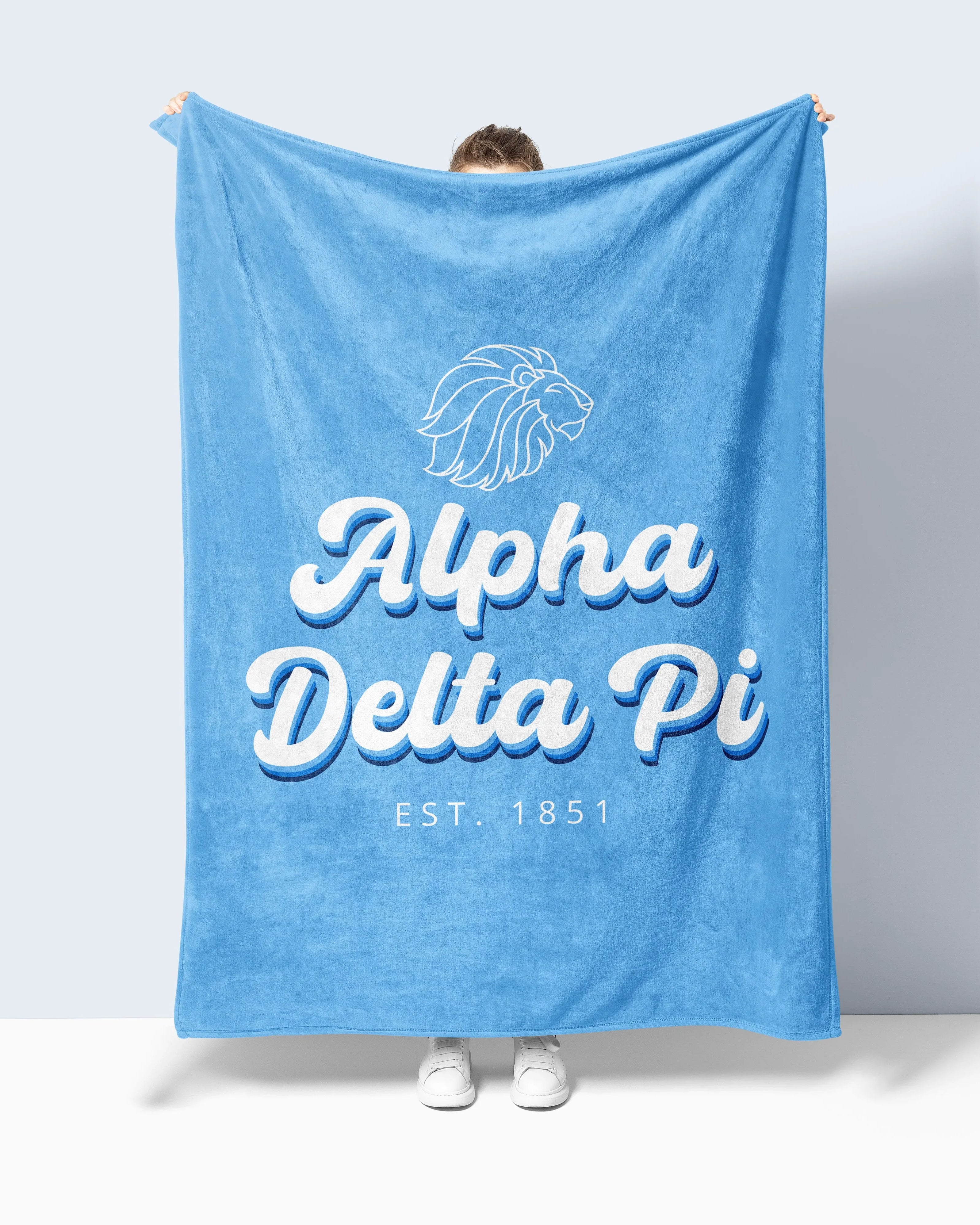 Alpha Delta Pi Sherpa Throw Blanket XL 60x80 Alphie Retro | ADPi Gifts