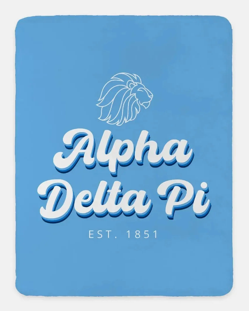 Alpha Delta Pi XL 60x80 Alphie Retro Sherpa Throw Blanket Throw Blankets