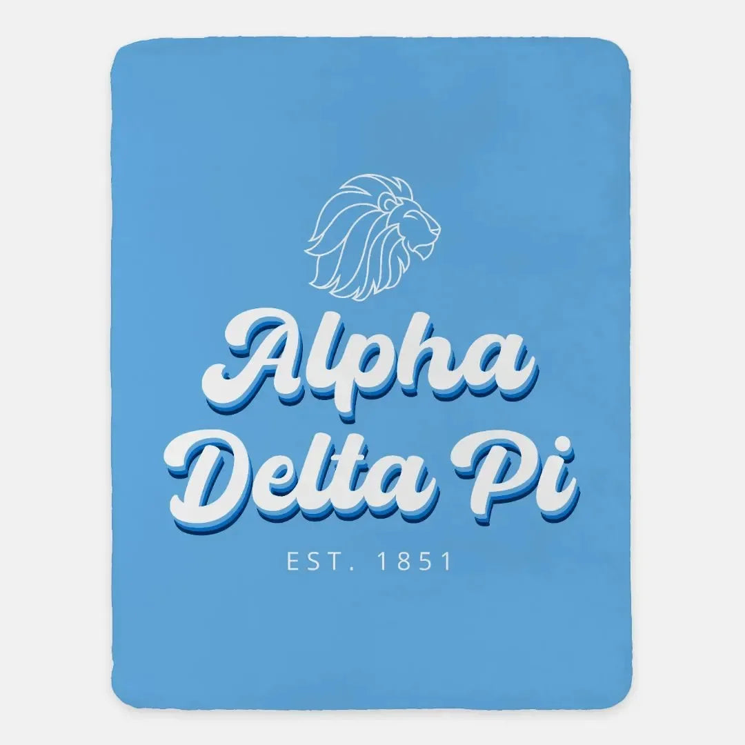 Alpha Delta Pi XL 60x80 Alphie Retro Sherpa Throw Blanket Throw Blankets
