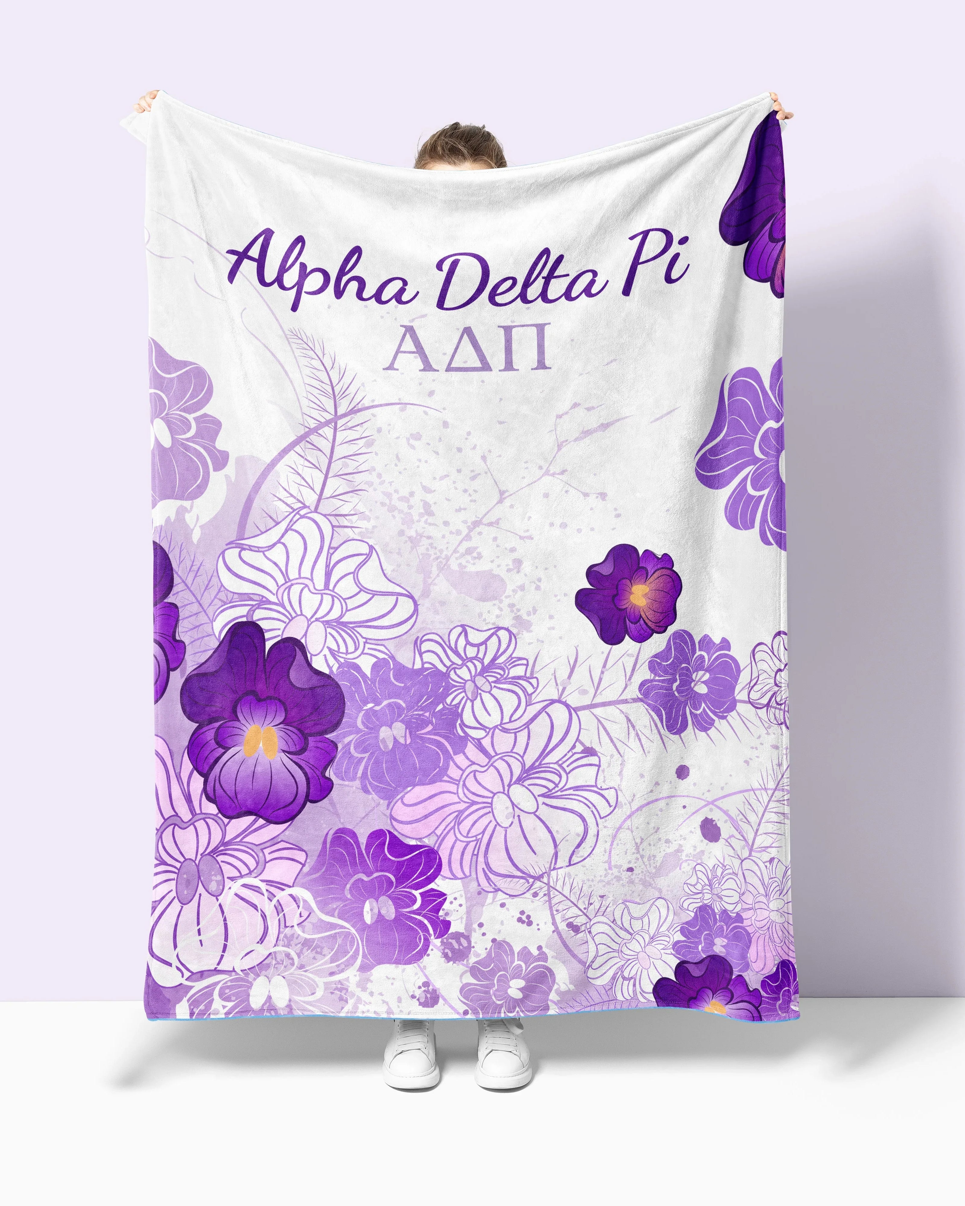 Alpha Delta Pi XL 60x80 Sherpa Throw Blanket - Violets