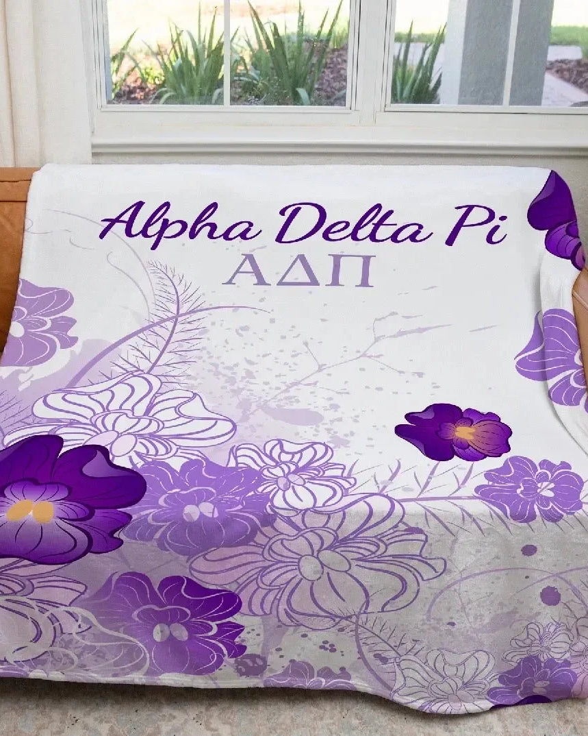 Alpha Delta Pi XL 60x80 Sherpa Throw Blanket - Violets Throw Blankets