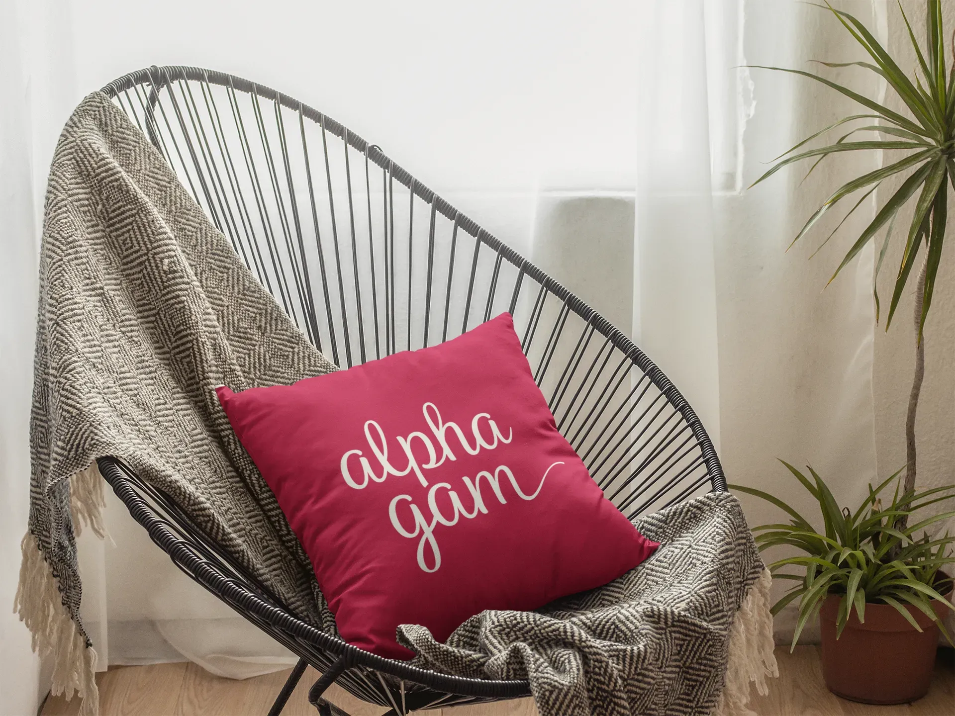 Alpha Gam 18" Red Throw Pillow