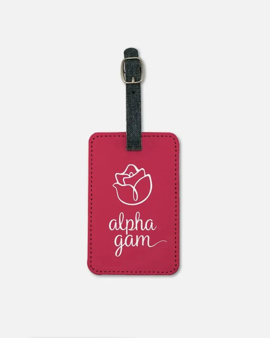 Alpha Gam Luggage Tag (Set of 2) - Red Rose Luggage Tags