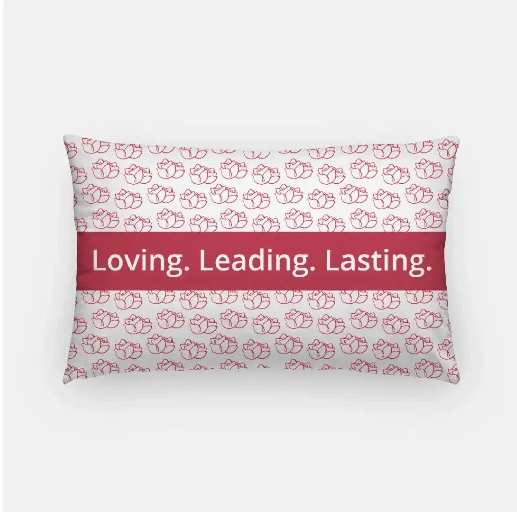 Alpha Gam Lumbar Throw Loving. Leading. Lasting. Roses