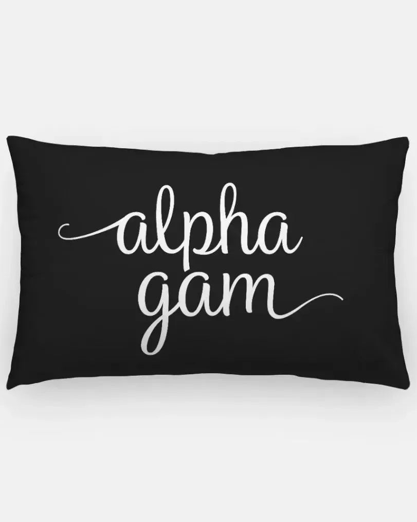 Alpha Gam Lumbar Throw Pillow Black