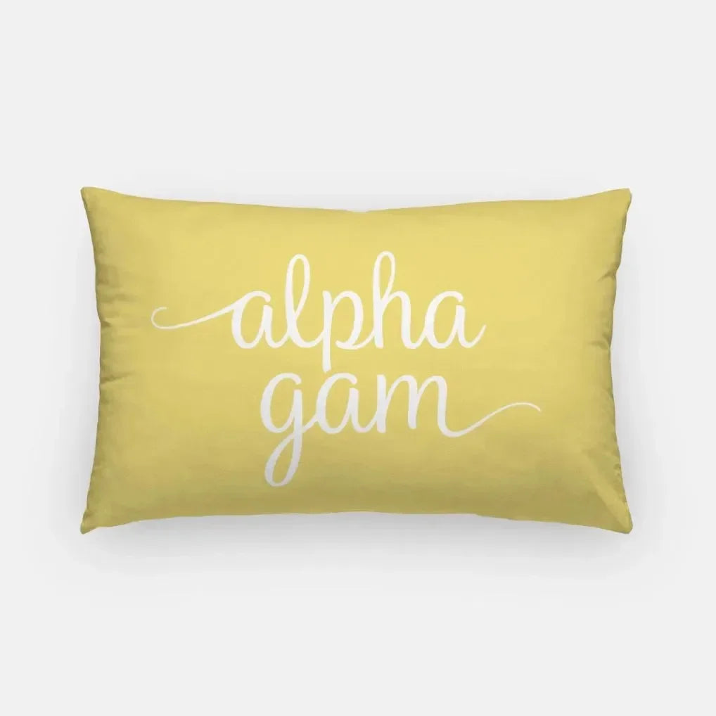 Alpha Gam Lumbar Throw Pillow Buff