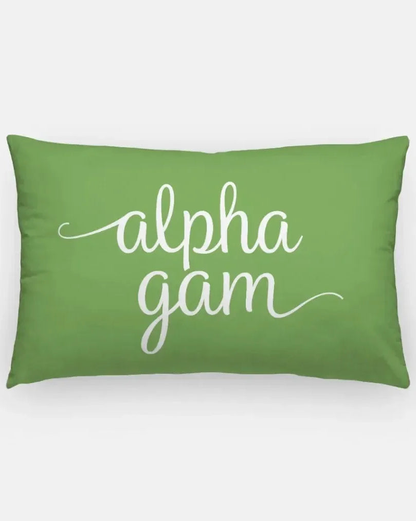 Alpha Gam Lumbar Throw Pillow Green