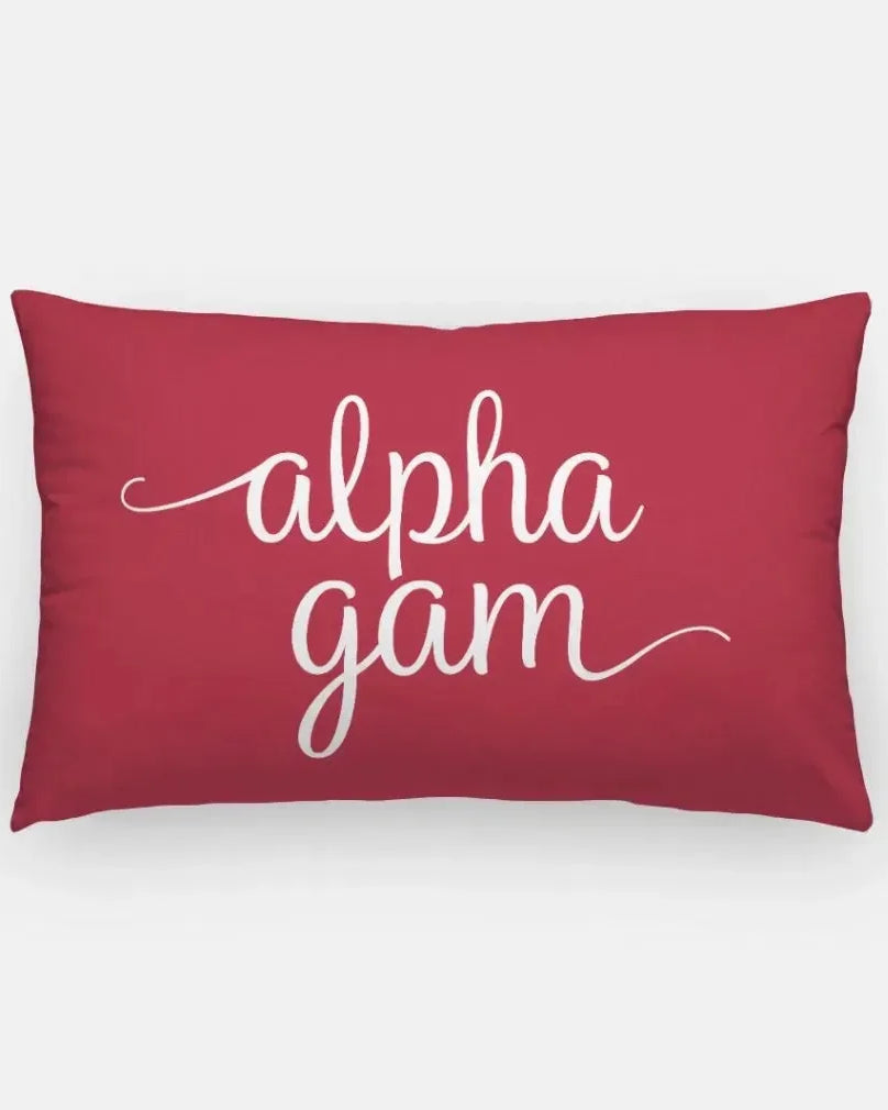 Alpha Gam Lumbar Throw Pillow Red