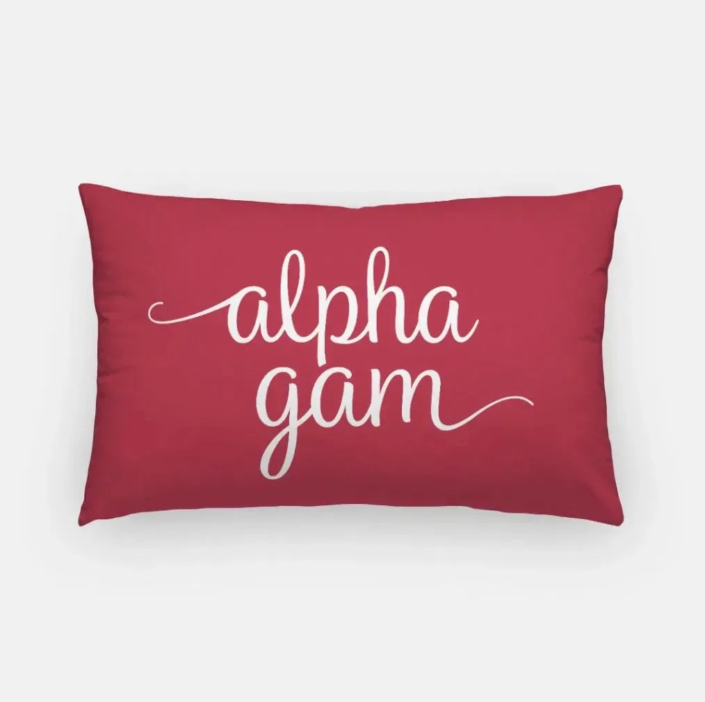 Alpha Gam Lumbar Throw Pillow Red