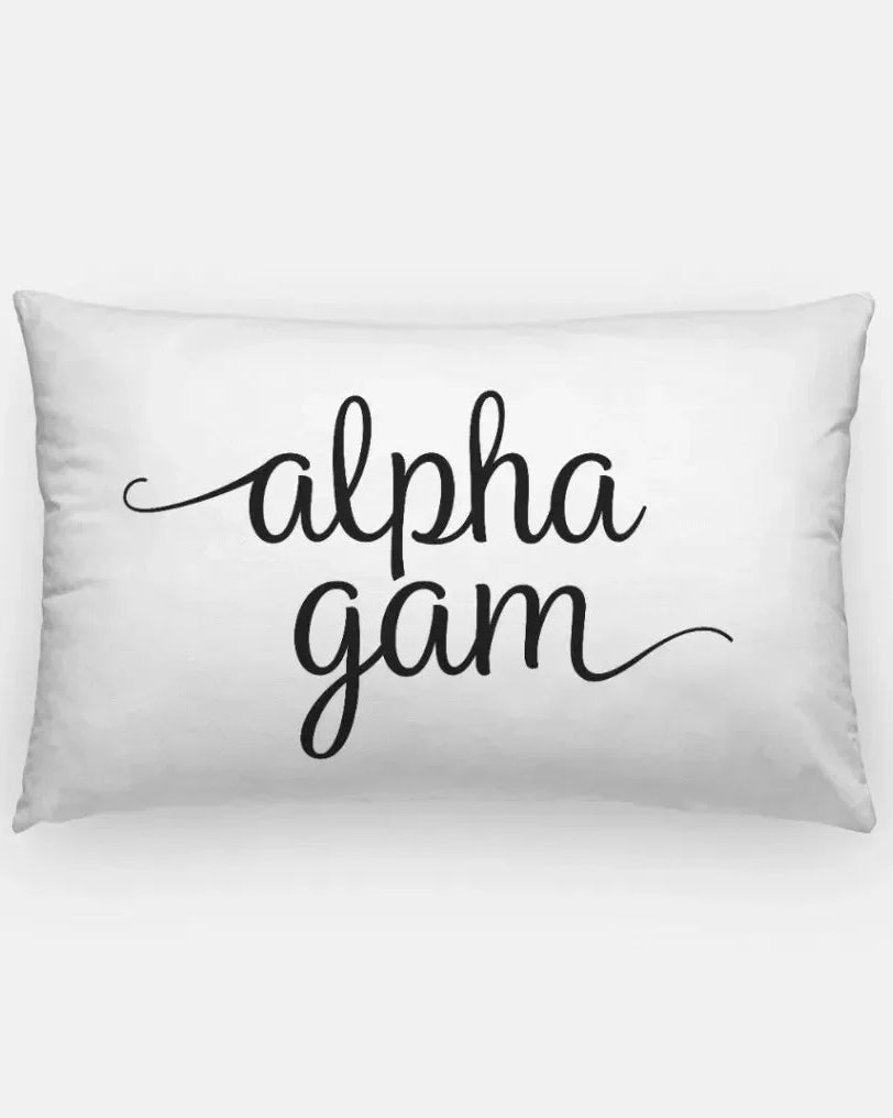 Alpha Gam Lumbar Throw Pillow White