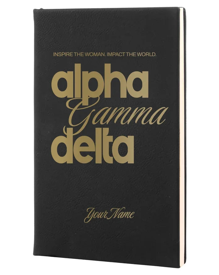 Alpha Gam Personalized Leatherette Notebook Journal - Script
