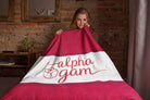 Alpha Gam XL 60x80 Sherpa Throw Blanket - Rose Pattern Throw Blankets