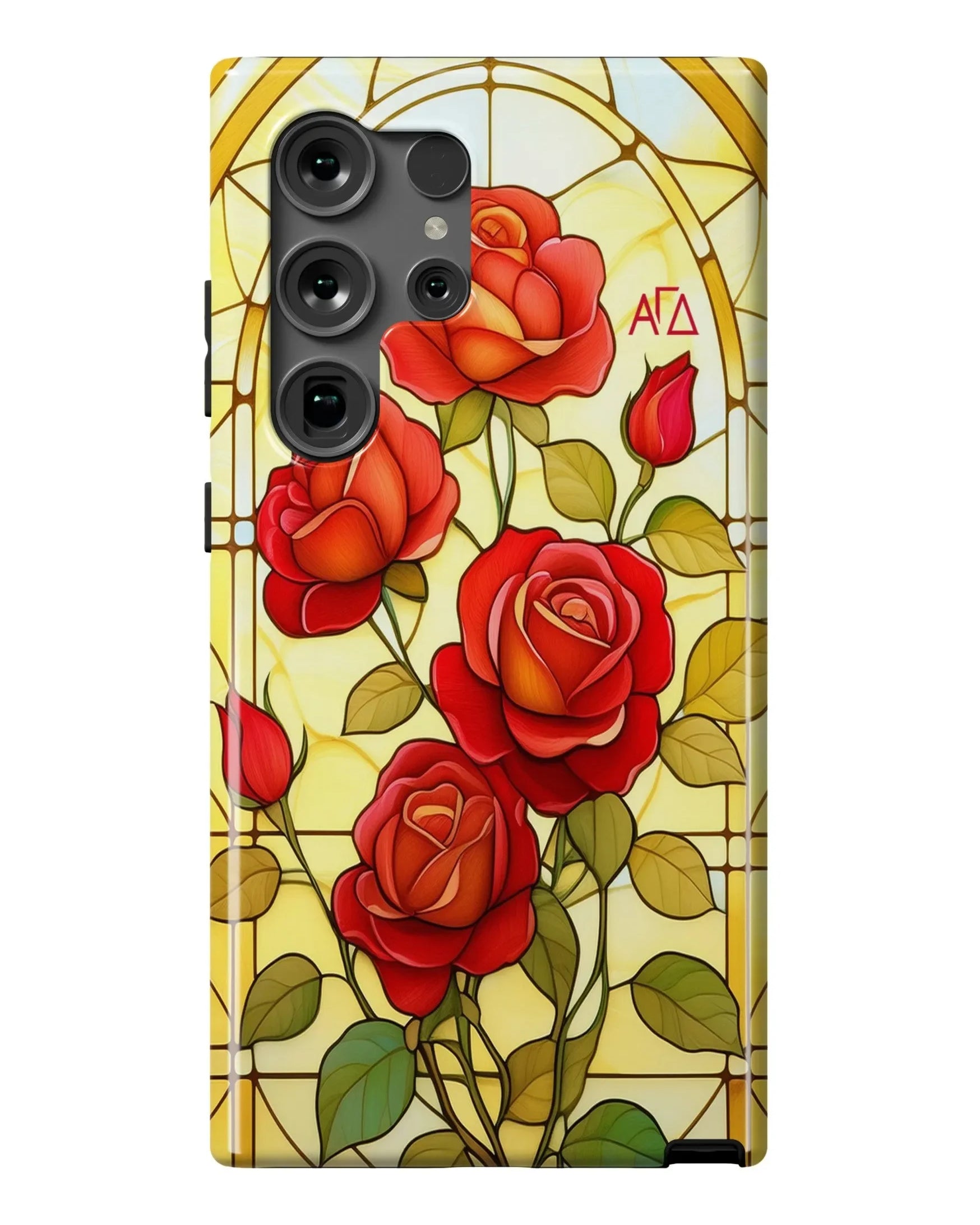 Alpha Gam Samsung Galaxy 24, 23 Mobile Phone Case - Stained Glass Roses Gloss Mobile Phone Cases