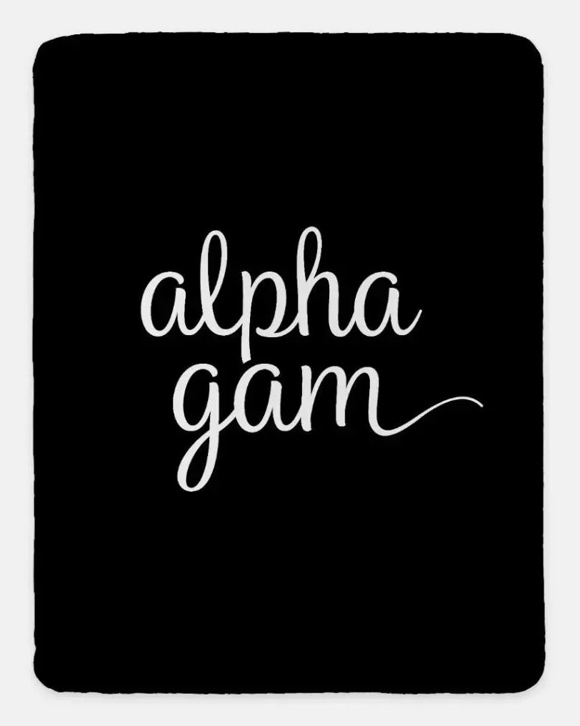 Alpha Gam XL 60x80 Sherpa Throw Blanket White