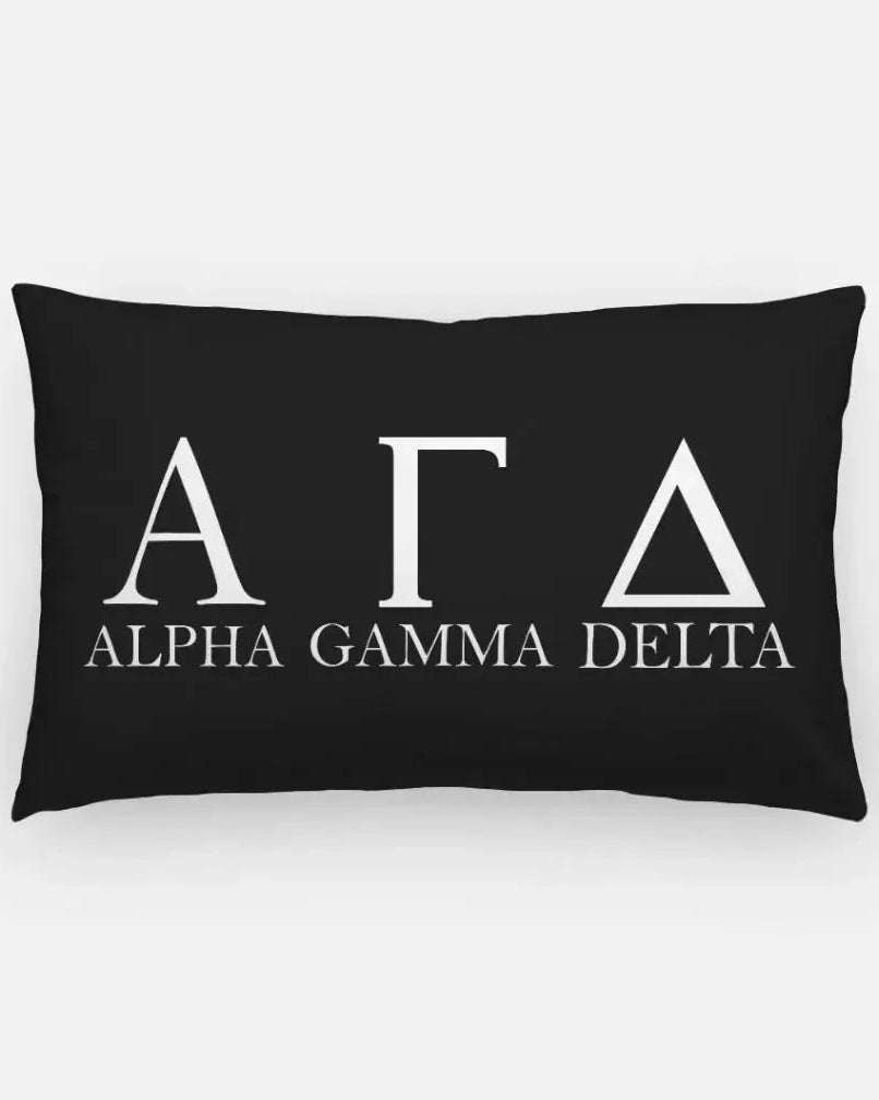 Alpha Gamma Delta Throw Lumbar Pillow Cover Greek Letters Black
