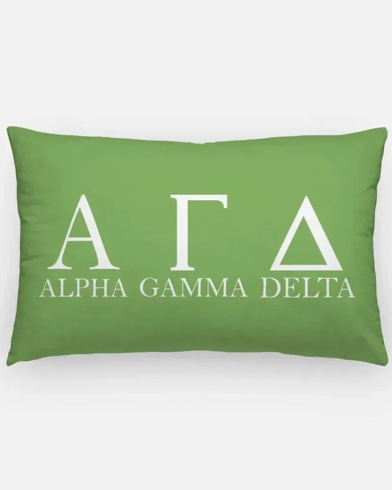 Alpha Gamma Delta Throw Lumbar Pillow Cover Greek Letters Green