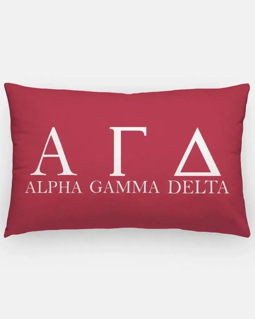 Alpha Gamma Delta Throw Lumbar Pillow Cover Greek Letters Red