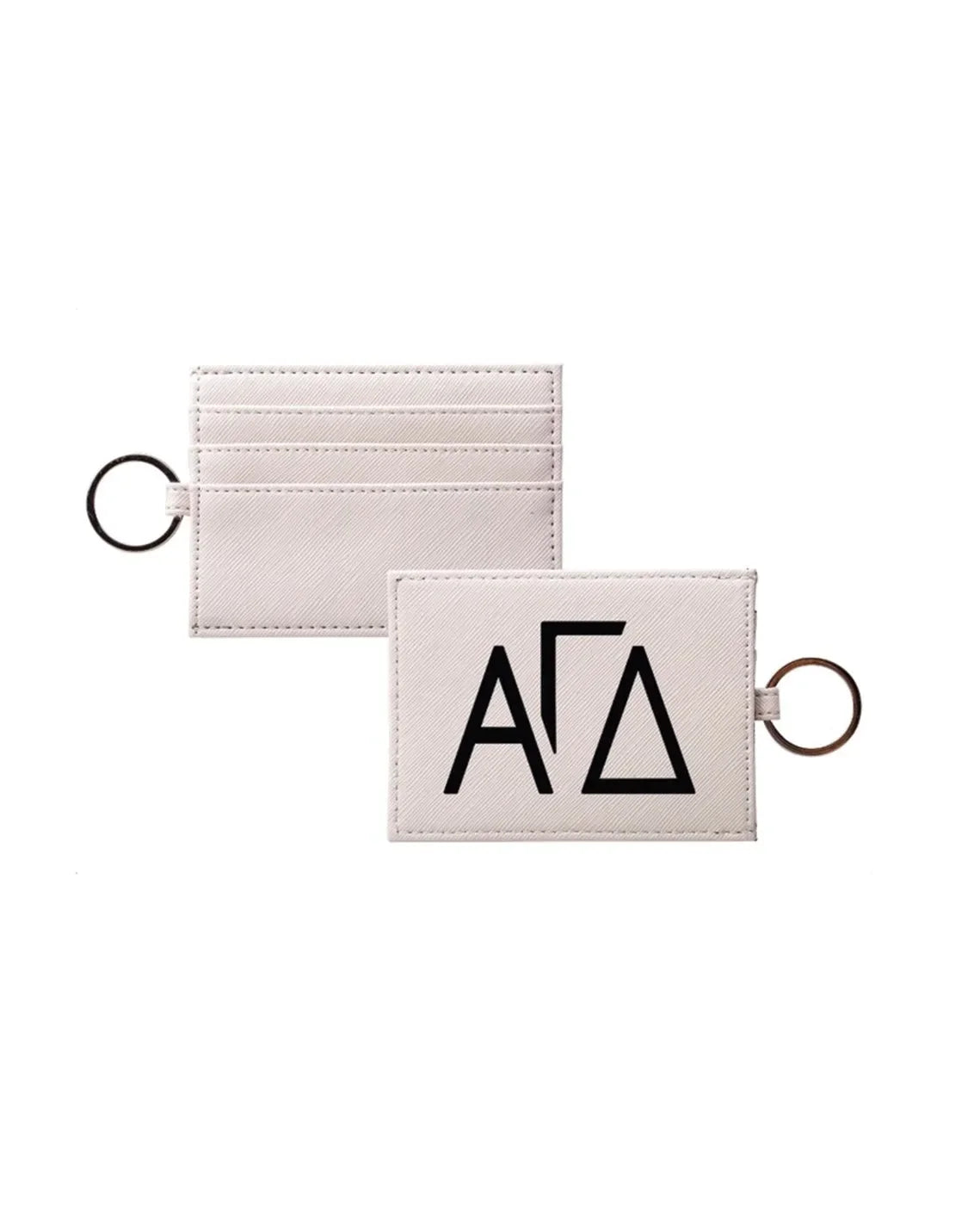 Alpha Gamma Delta Vegan Saffiano Leather Keychain Card Holder Travel Wallet
