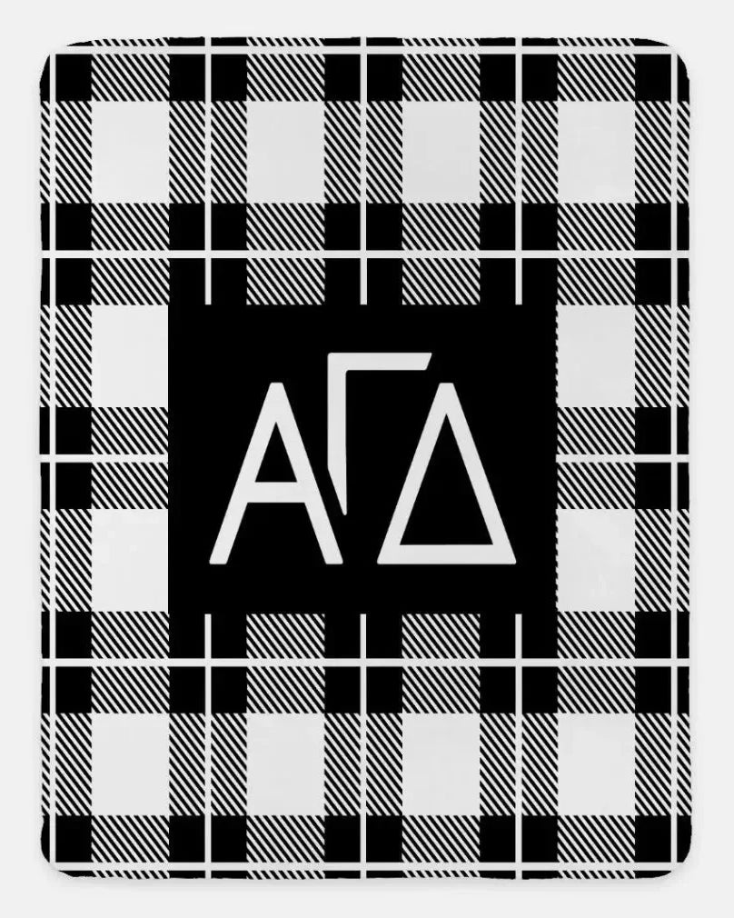 Alpha Gamma Delta XL 60x80 Plaid Sherpa Throw Blanket Black