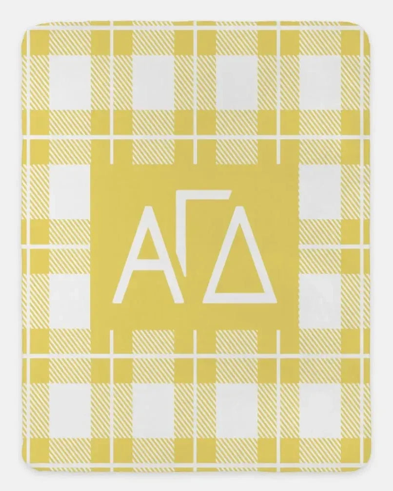 Alpha Gamma Delta XL 60x80 Plaid Sherpa Throw Blanket Buff