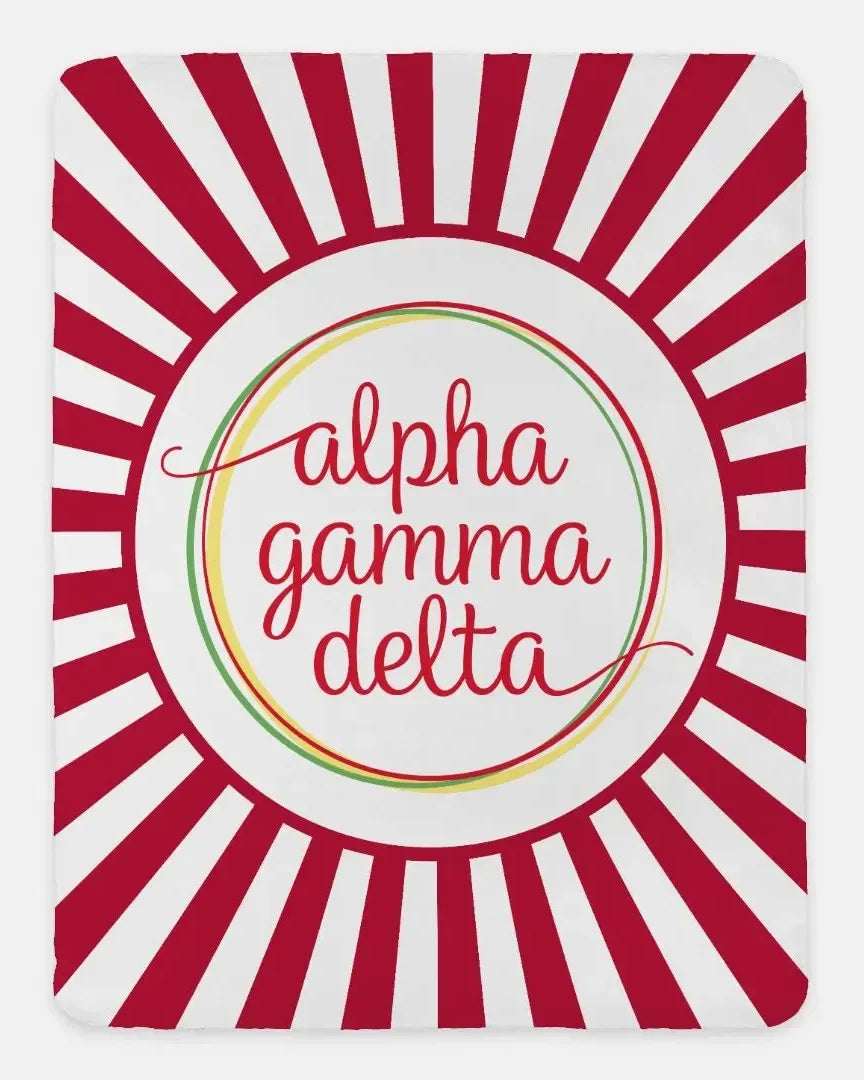 Alpha Gamma Delta XL 60x80 Sherpa Throw Blanket - Red Starburst
