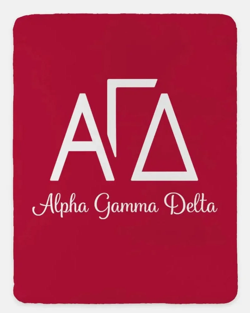 Alpha Gamma Delta XL 60x80 Sherpa Throw Blanket Cardinal
