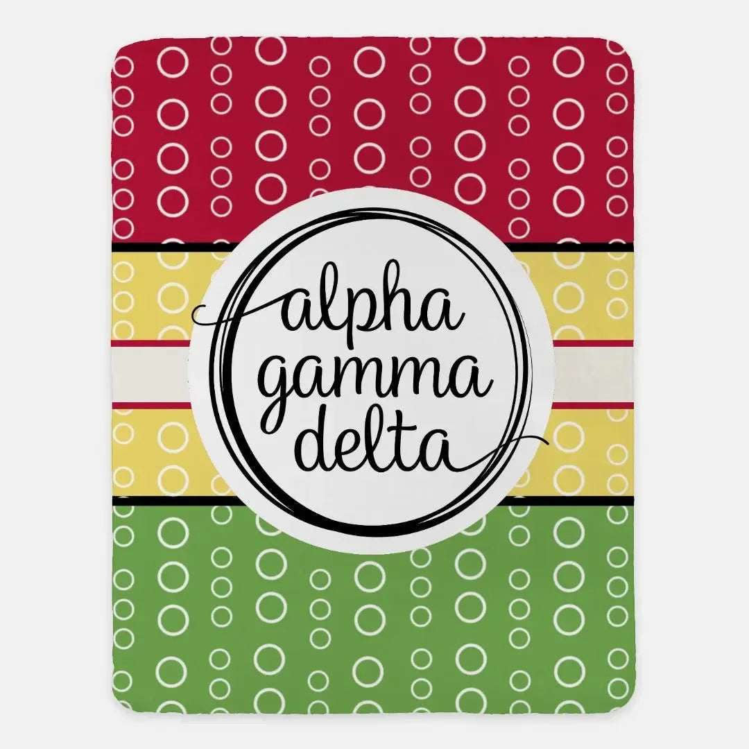 Alpha Gamma Delta XL 60x80 Sherpa Throw Blanket - Color Block