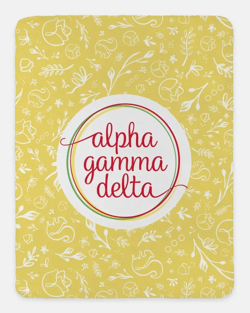 Alpha Gamma Delta XL 60x80 Sherpa Throw Blanket - Combo Pattern Buff
