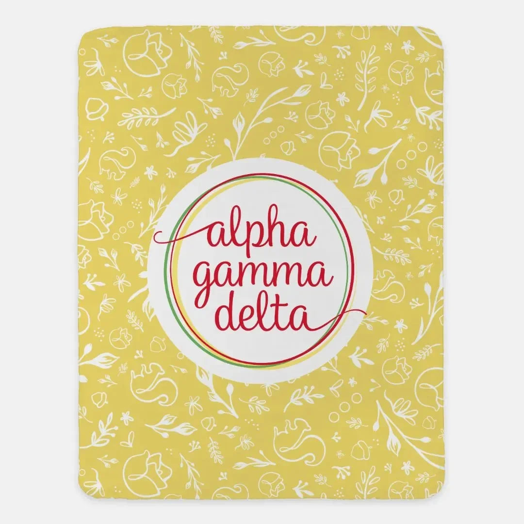 Alpha Gamma Delta XL 60x80 Sherpa Throw Blanket - Combo Pattern Buff