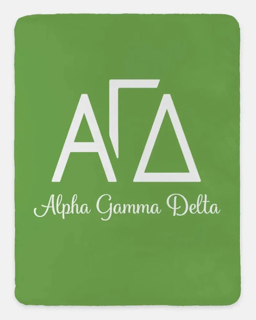 Alpha Gamma Delta XL 60x80 Sherpa Throw Blanket Green