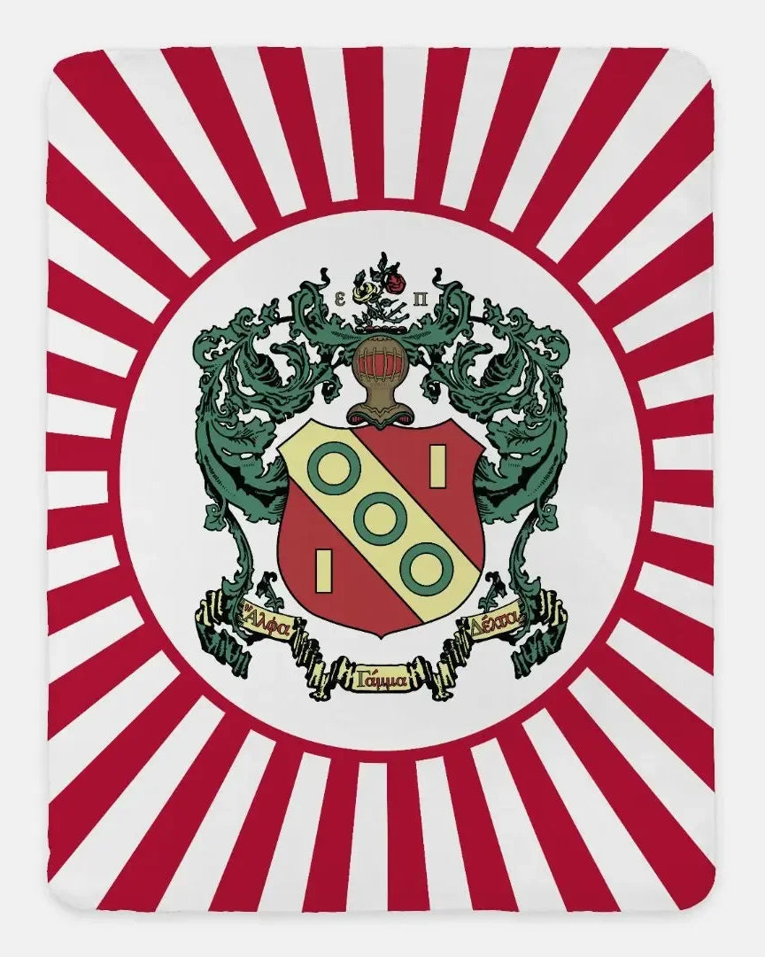 Alpha Gamma Delta XL 60x80 Sherpa Throw Blanket - Red Starburst Crest