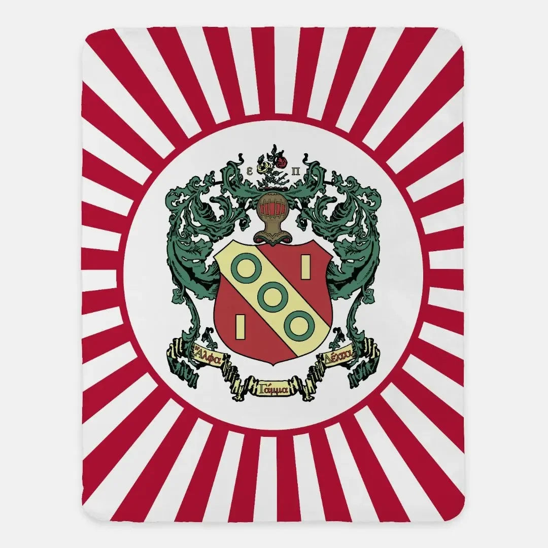 Alpha Gamma Delta XL 60x80 Sherpa Throw Blanket - Red Starburst Crest