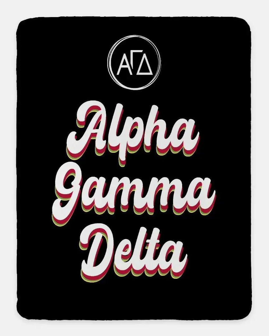 Alpha Gamma Delta XL 60x80 Sherpa Throw Blanket - Retro