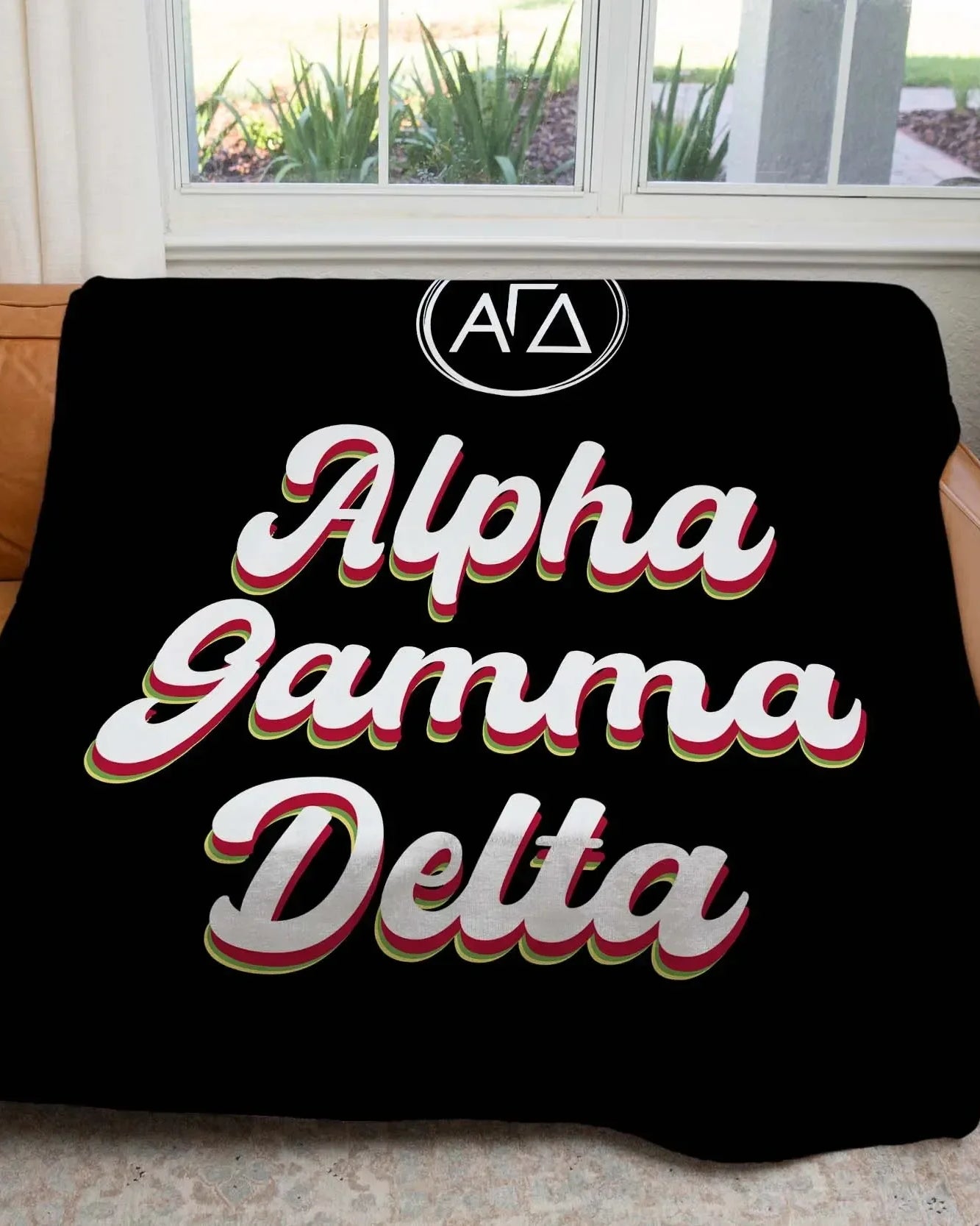 Alpha Gamma Delta XL 60x80 Sherpa Throw Blanket - Retro