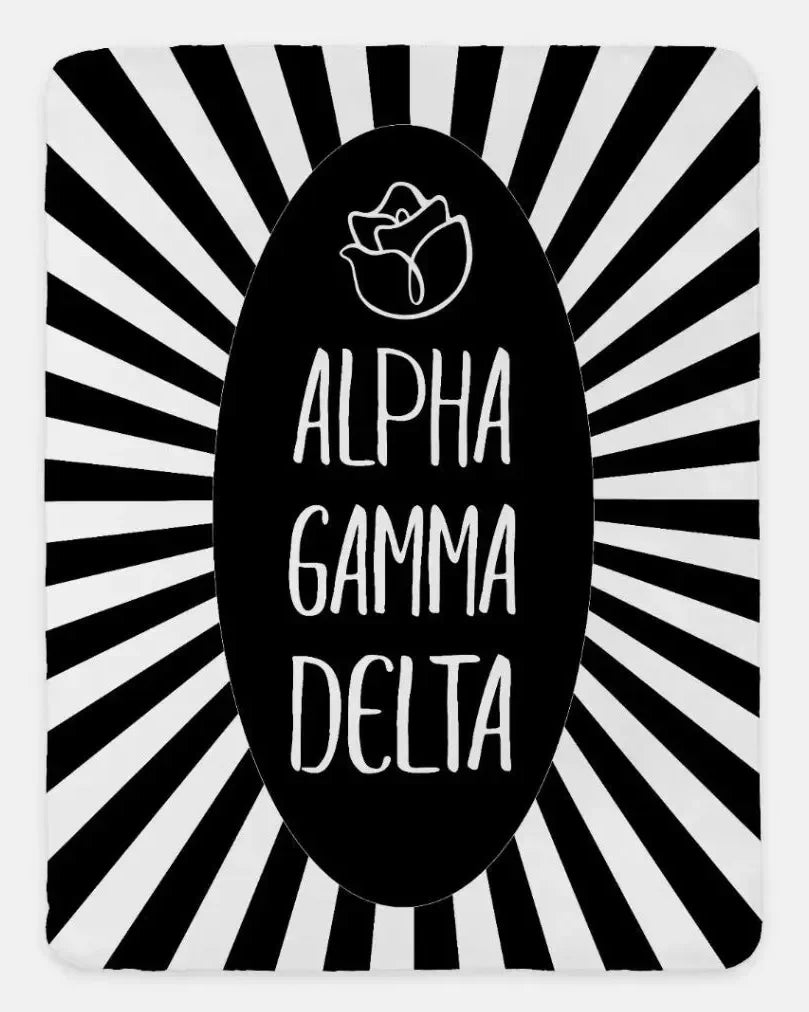 Alpha Gamma Delta XL 60x80 Starburst Sherpa Throw Blanket Black