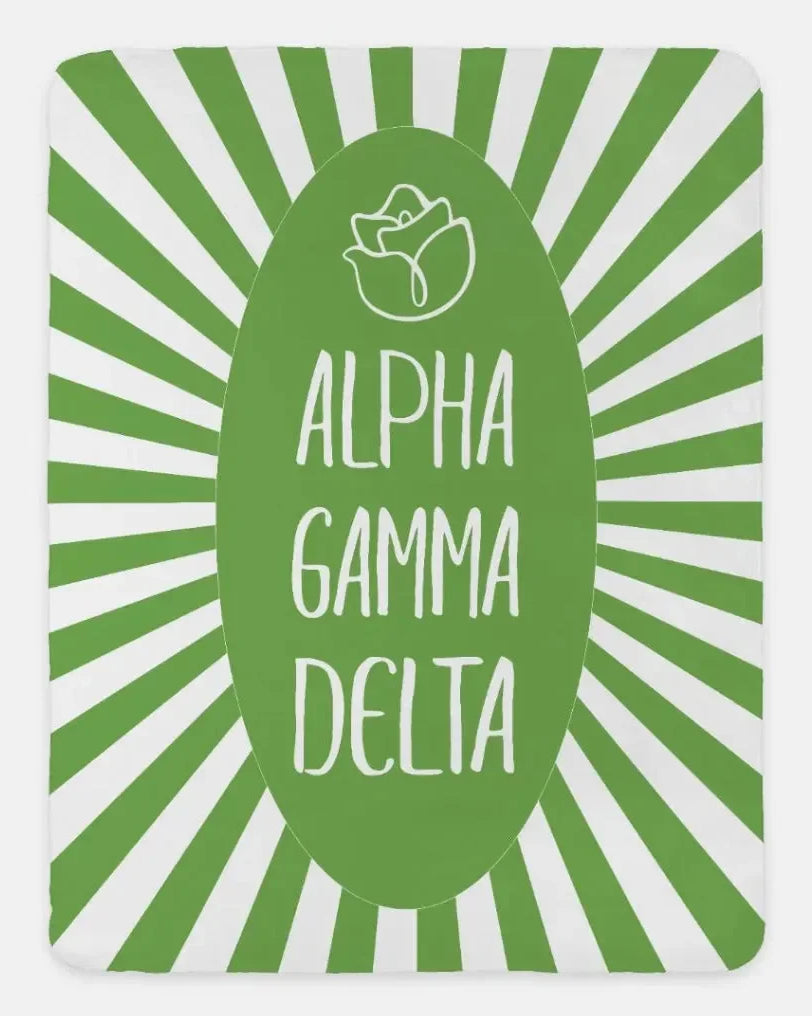 Alpha Gamma Delta XL 60x80 Starburst Sherpa Throw Blanket Green