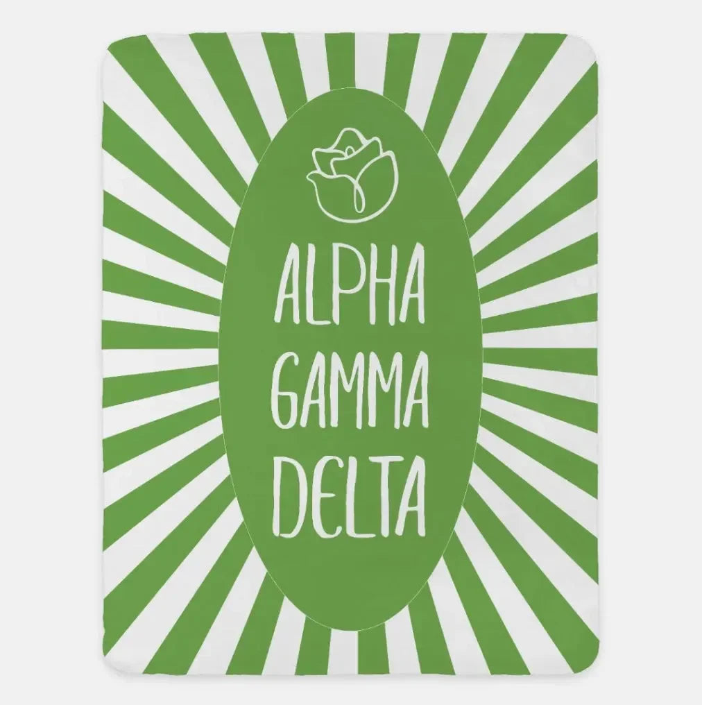 Alpha Gamma Delta XL 60x80 Starburst Sherpa Throw Blanket Green
