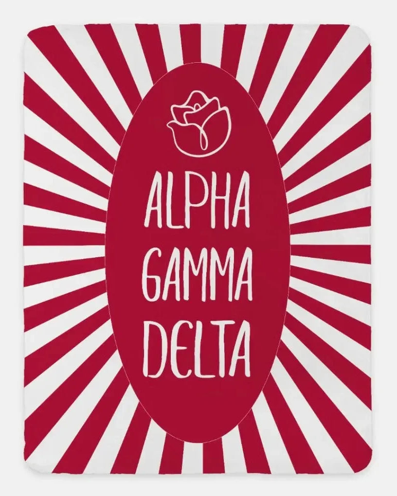 Alpha Gamma Delta XL 60x80 Starburst Sherpa Throw Blanket Red