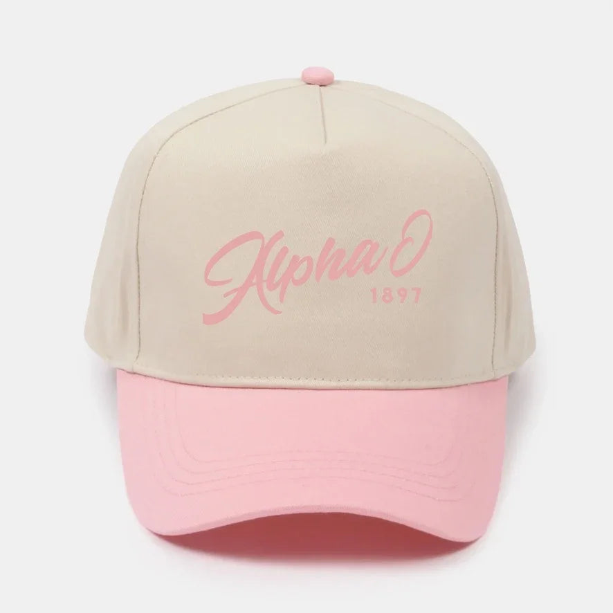 Alpha O Embroidered Two-Tone Baseball Cap - Script 1897 | Custom Gifts