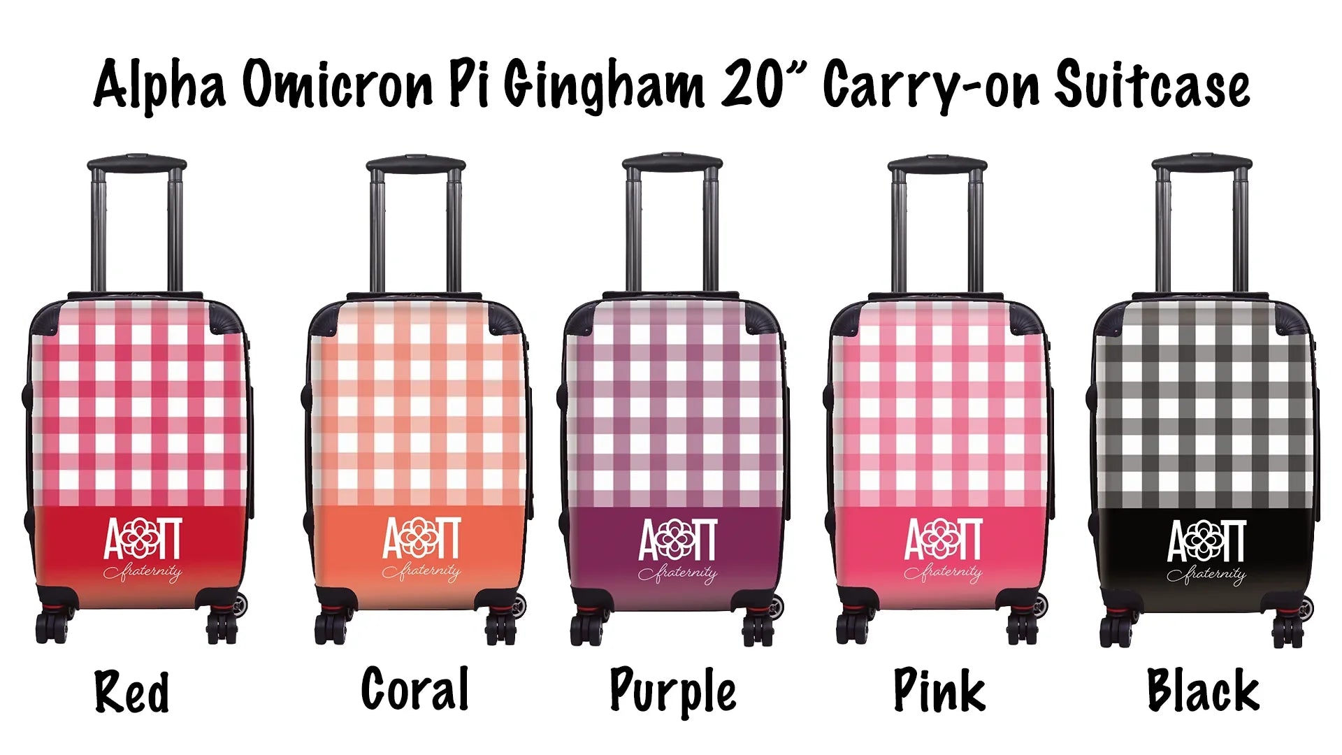 Alpha Omicron Pi Carry-on Suitcase Gingham Suitcase Swatches