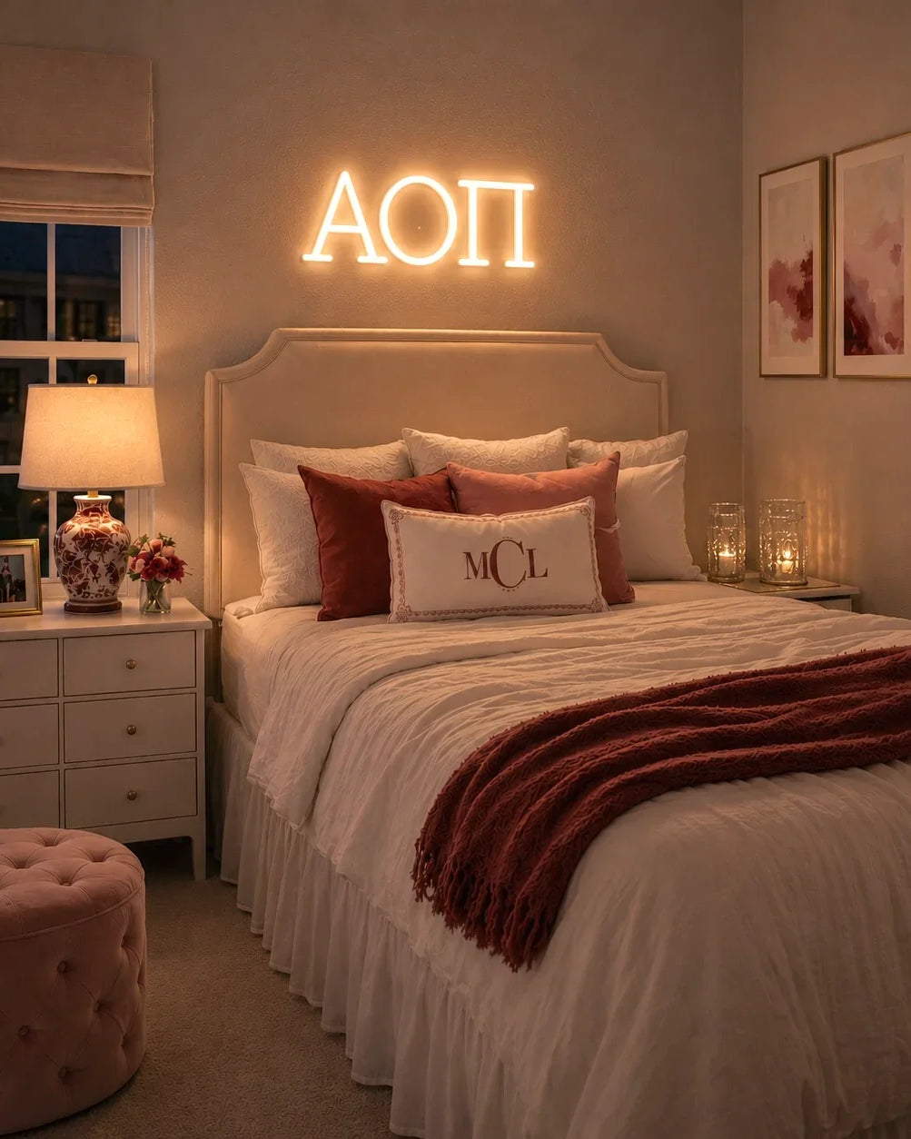 Alpha Omicron Pi Greek Letters LED Neon Sign w/ Dimmer
