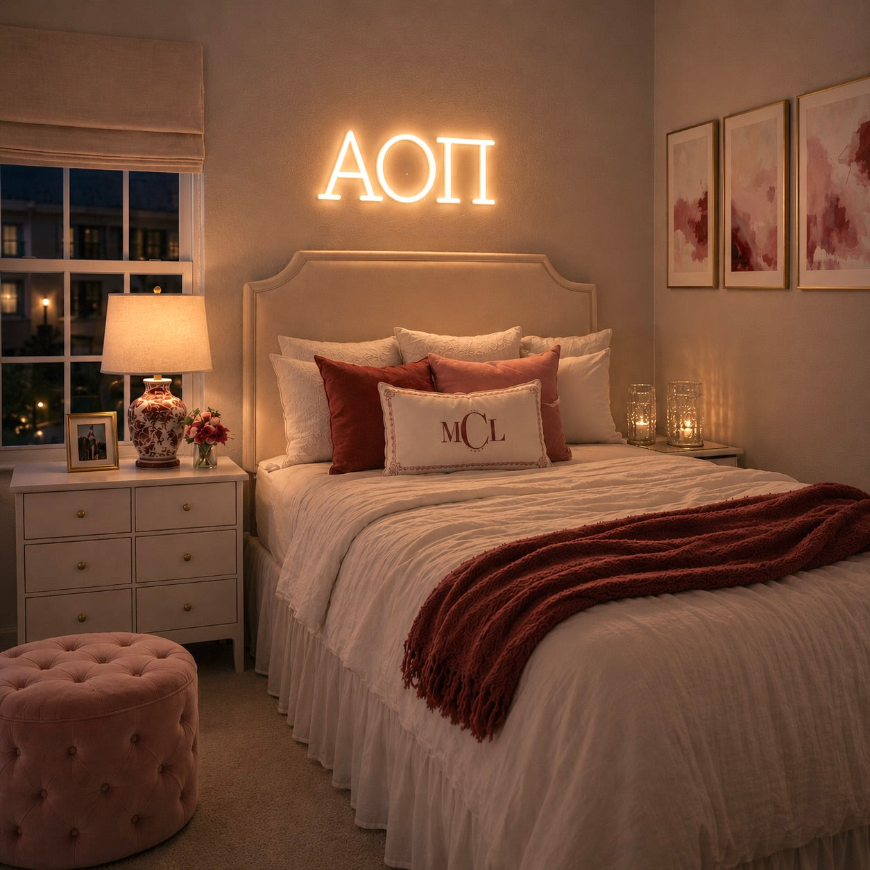 Alpha Omicron Pi Greek Letters LED Neon Sign w/ Dimmer